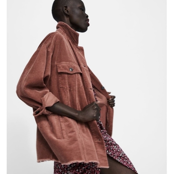 Zara corduroy shirt jacket shacket xs pink - Picture 6 of 14
